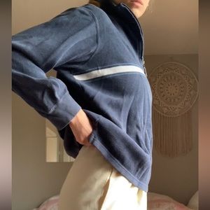 Blue Striped Quarter Zip Light Weight Sweater